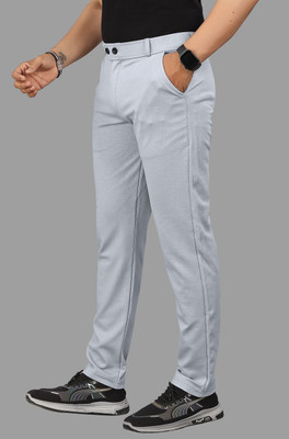 COMBRAIDED Slim Fit Men Silver, White Trousers