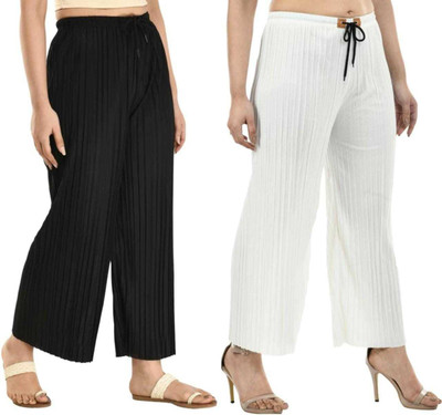MODERNSSHOP Relaxed Women Black, White Trousers