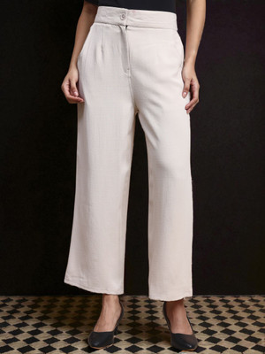fithub Regular Fit Women Cream Trousers