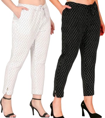 GRT Regular Fit Women Black, White Trousers