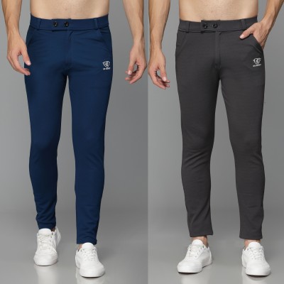 We Perfect Slim Fit Men Blue, Grey Trousers