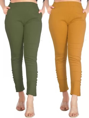 JNK18 Regular Fit Women Light Green, Yellow Trousers