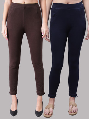 VALLES365 by S.c. Regular Fit Women Dark Blue, Brown Trousers