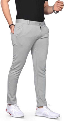 Raienterprises Slim Fit Men Silver Trousers