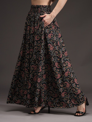 BADGERW INSOME Floral Print Women Flared Multicolor Skirt