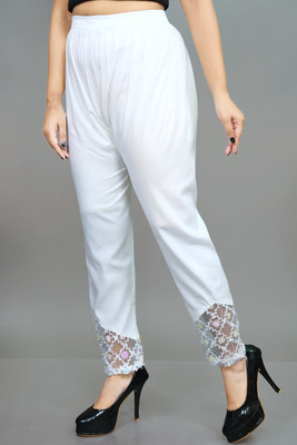 SMSGS Comfort Fit Women White Trousers