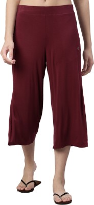 Enamor Side Slit E064 Mid-Rise Culottes Relaxed Women Red Trousers