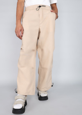 FOREVER 21 Loose Fit Men Beige Trousers