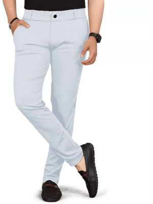 COMBRAIDED Regular Fit Men White Trousers