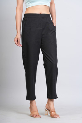 VENITYWAVE Regular Fit Women Black Trousers