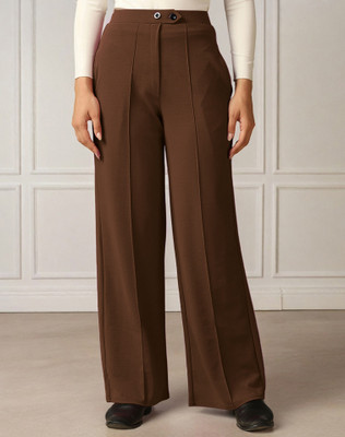 Selvia Comfort Fit Women Brown Trousers