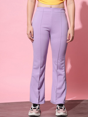 Q-Rious Regular Fit Women Purple Trousers