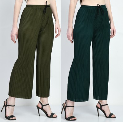 TOLIKE Regular Fit Women Dark Green, Green Trousers