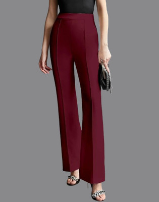 HouseOfCommon Regular Fit Women Maroon Trousers
