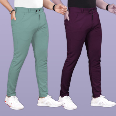 GIBBONTE Slim Fit Men Green, Multicolor Trousers