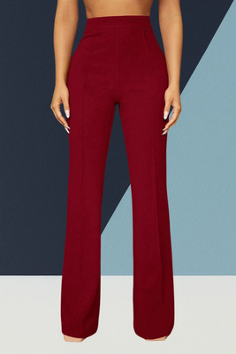 AKOTTY Comfort Fit, Regular Fit Women Maroon Trousers