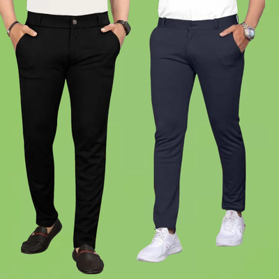 PALCLOUTHES TREND Slim Fit Men Black, Grey Trousers