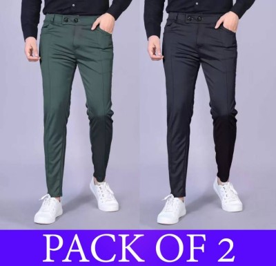 BOBBISH BY AJ Regular Fit Men Black, Green Trousers