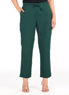 Oxinexx Regular Fit Women Dark Green Trousers