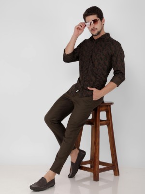 CRIMSOUNE CLUB Slim Fit Men Brown Trousers