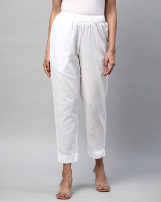 High Glitz Regular Fit Women White Trousers