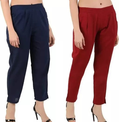 the brij fashions Regular Fit Women Blue, Maroon Trousers