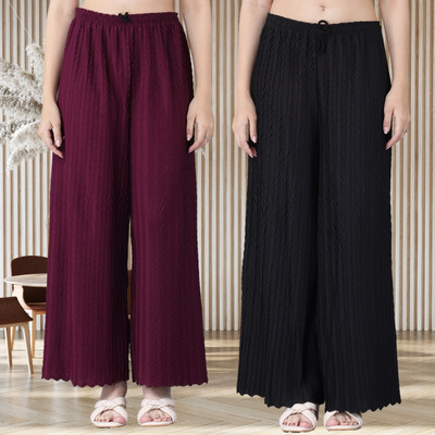 KWSH Regular Fit Women Purple, Black Trousers