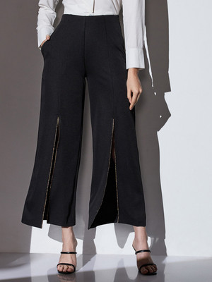 Globus Flared Women Black Trousers