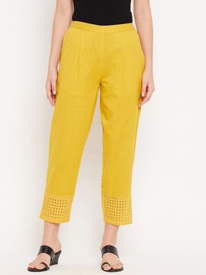 WineRed Regular Fit Women Yellow Trousers