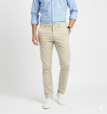 The Candid Company Regular Fit Men Cream Trousers