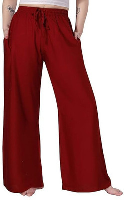 PILKU Regular Fit Women Maroon Trousers
