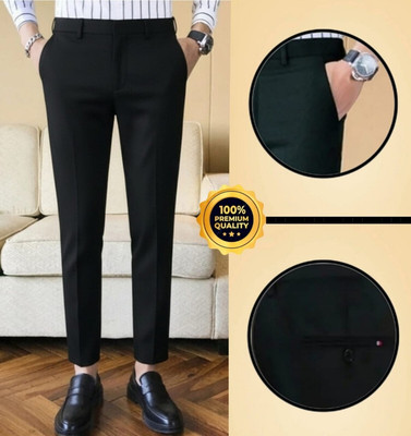 SM Syentex Slim Fit Men Black Trousers