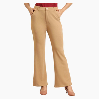 High Glitz Regular Fit Women Beige Trousers