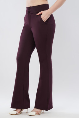 High-Buy Straight Fit Women Maroon Trousers