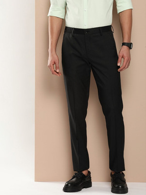 encore by INVICTUS Regular Fit Men Black Trousers