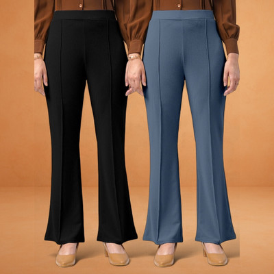 nitafashion Comfort Fit, Regular Fit Women Black, Grey Trousers
