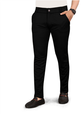 chirag enterprises Comfort Fit Men Black Trousers