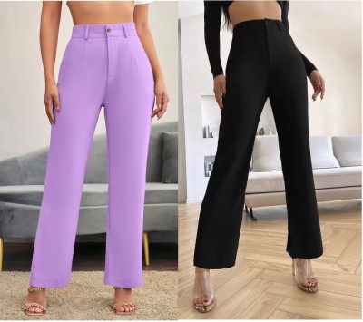 INDICLUB Relaxed Women Purple, Black Trousers