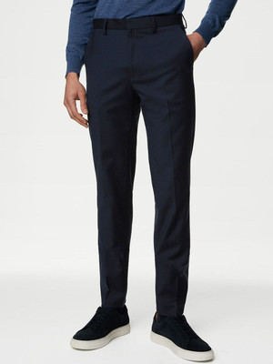 MARKS & SPENCER Regular Fit Men Blue Trousers