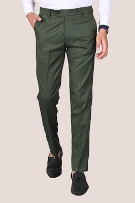 DURRBY Slim Fit Men Dark Green Trousers