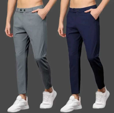 Rahisa grossry Slim Fit Men Grey, Dark Blue Trousers