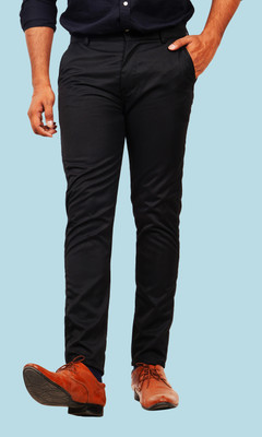 Traworld Regular Fit Men Black Trousers