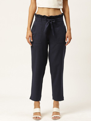 IQRAAR Regular Fit Women Dark Blue Trousers
