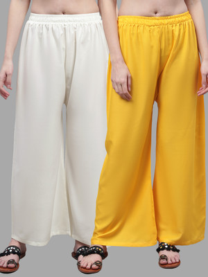 VALLES365 by S.c. Flared Women Cream, Yellow Trousers