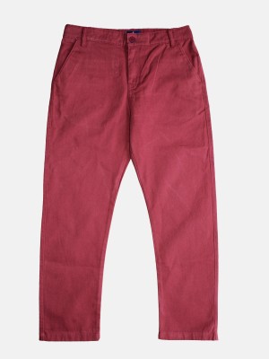 KiddoPanti Regular Fit Boys Maroon Trousers