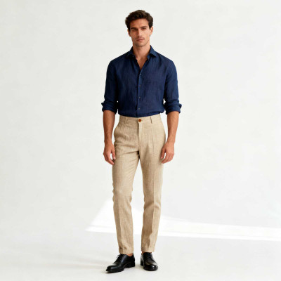 D and M Clothing Regular Fit Men Beige Trousers