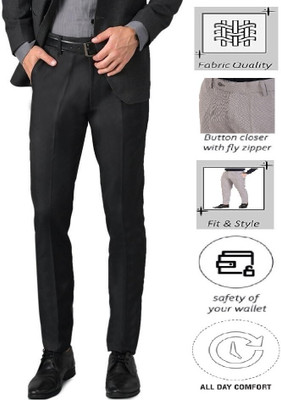 ELANHOOD Regular Fit Men Black Trousers