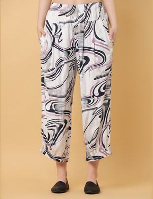 Black & Blah Blah Loose Fit Women White Trousers