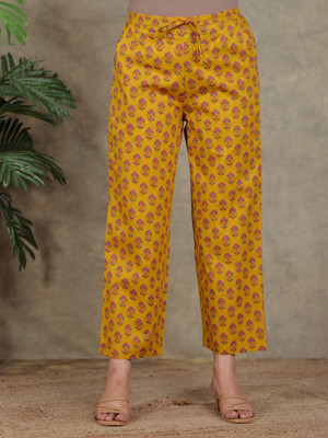 Aramya Comfort Fit Women Yellow Trousers