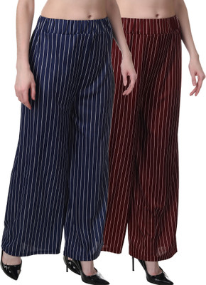 Swastik Stuffs Regular Fit Women Dark Blue, Maroon Trousers